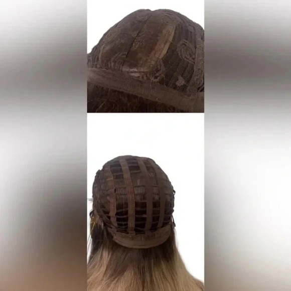 Balayage Blonde and Brown long wavy hair Wig with bangs - Picture 2 of 6